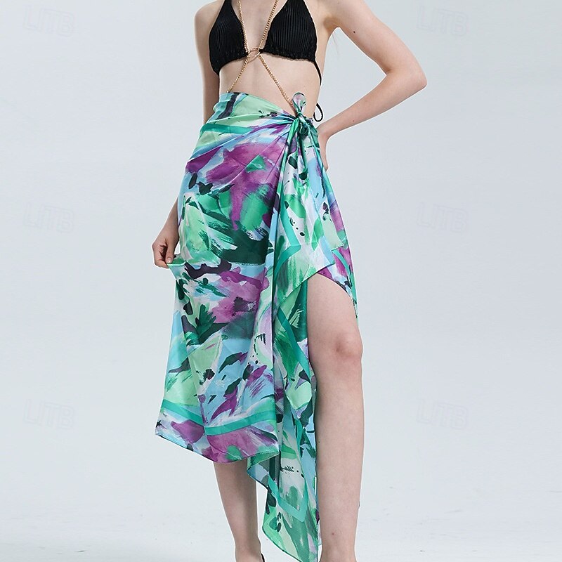 Women's Rectangle Scarf Outdoor Street Holiday Yellow Blue Pink Scarf Print3