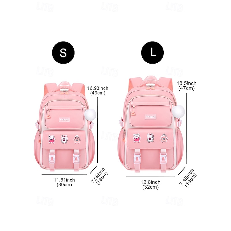 Girl's Waterproof Backpack with Cute Bear Badge - Lightweight Large Capacity Backpack for Elementary School Students, Suitable for School and Outdoor Use4