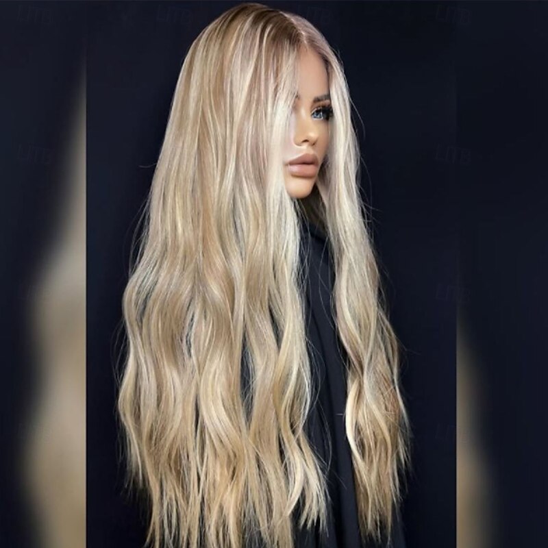 Unprocessed Virgin Hair 5x5 Closure 13x4 Lace Front Wig Middle Part Brazilian Hair Wavy Blonde Multi-color Wig 130% 150% Density Ombre Hair Highlighted / Balayage Hair Natural Hairline 100% Virgin4