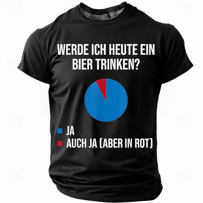 Mens T-Shirt Funny Beer Pie Chart 'Will I Drink Beer Today? Yes. Also Yes' Graphic Tee