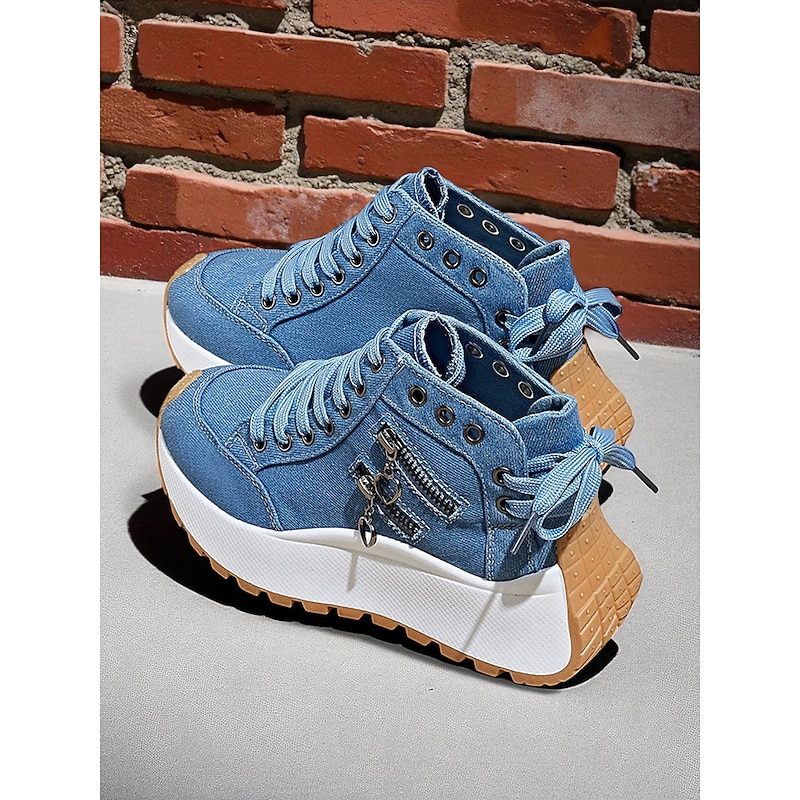 Women's Canvas High-Top Sneakers – Casual Platform Lace-Up Shoes for Street Style, Travel and Weekend Activities4