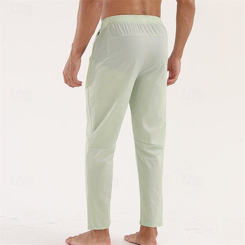 Men's Athletic Pants Trousers Casual Pants Pocket Elastic Waist Drawstring Plain Comfort Sports Outdoor Daily Fashion Casual Black Light Green Micro-elastic3