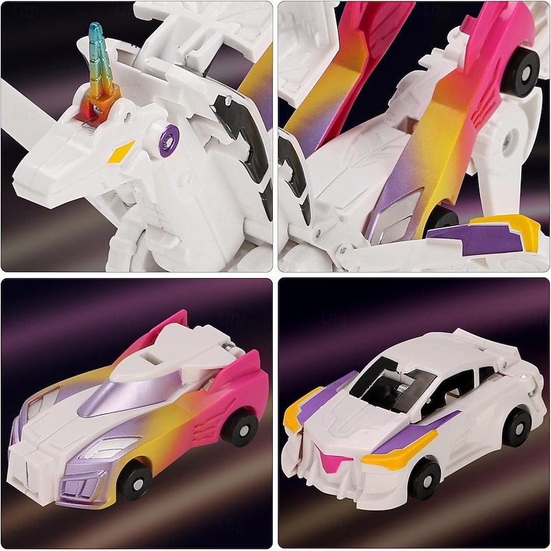 Unicorn Transforming Car Toy, Magnetic Cars Transform into Unicorn, Fun Collision Transformation Car Toys for Boys  Girls, Party Favors Gift for Birthday Christmas2