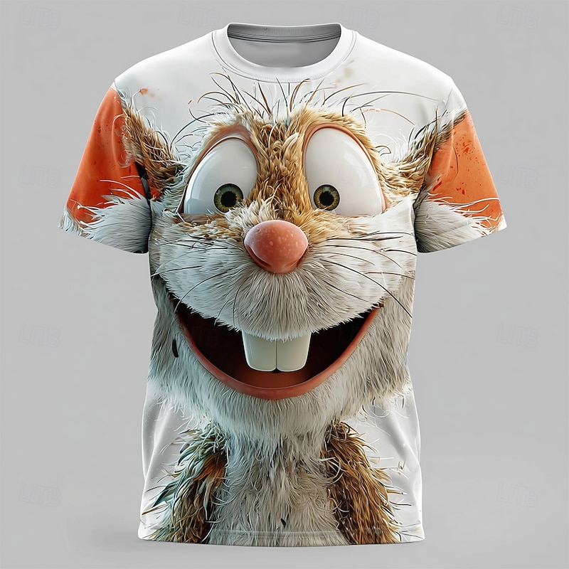 Men's Animal 3D Funny T Shirt Short Sleeve T shirt 3D Print Crew Neck Shirt Exaggerated Designer Party Holiday White 1 White 2 White 3 Summer Spring Clothing Apparel S M L XL XXL XXXL