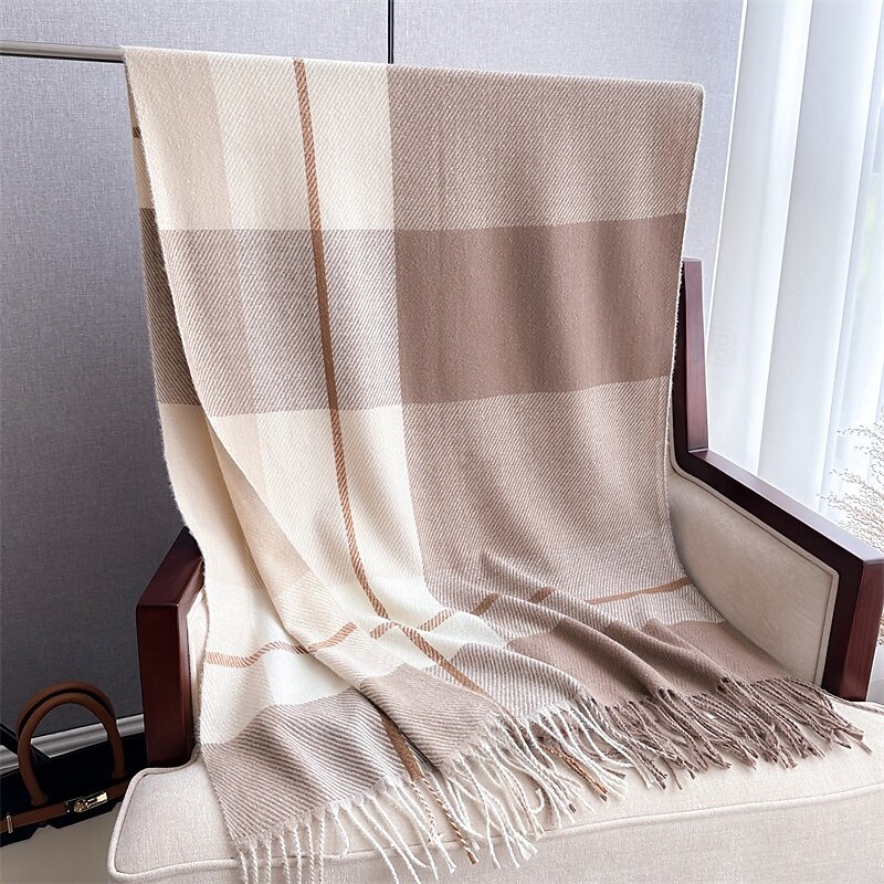 Women's Rectangle Scarf Women's Shawls & Wraps Street Daily Date Grey Black Brown Scarf Plaid2