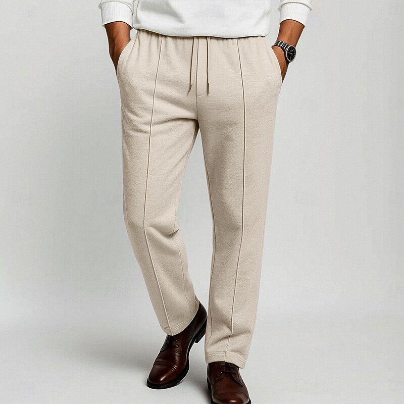 Men's Sweatpants Joggers Trousers Straight Leg Sweatpants Pleated Pants Elastic Waist Drawstring Plain Comfort Soft Full Length Outdoor Daily Going out Vacation Fashion Black White3