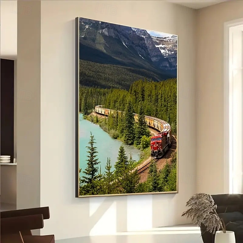 1pc Unframed Modern Canadian Train Scenery Canvas Poster Bedroom and Living Room Wall Art Decor2