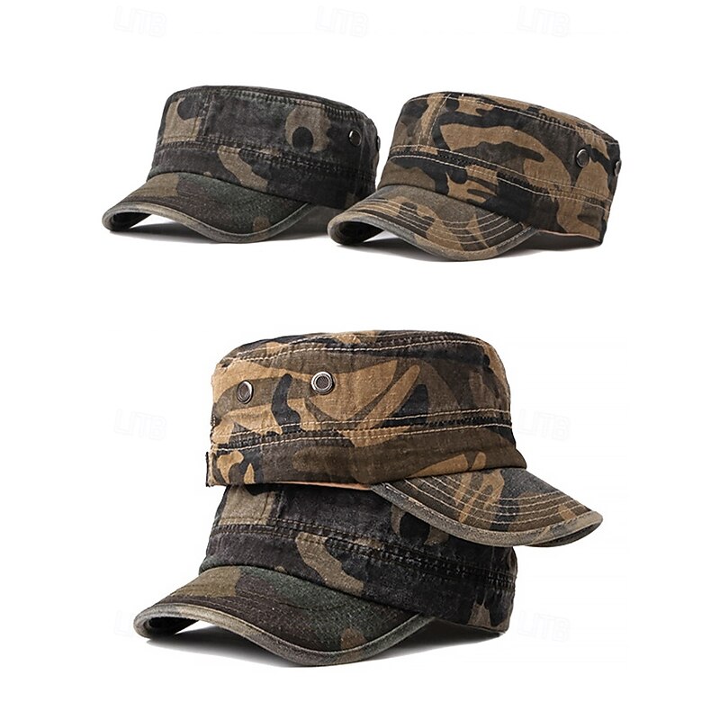 Men's Camouflage Military Cadet Hat – Cotton Army Style Cap with Adjustable Fit for Outdoor Adventures and Streetwear2