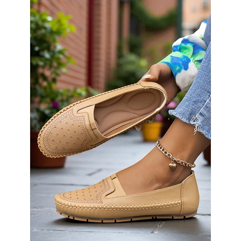 Women's Comfortable Slip-On Loafers – Soft Leather Casual Walking Flats with Stitch Detailing for Daily Wear, Travel and Errands2