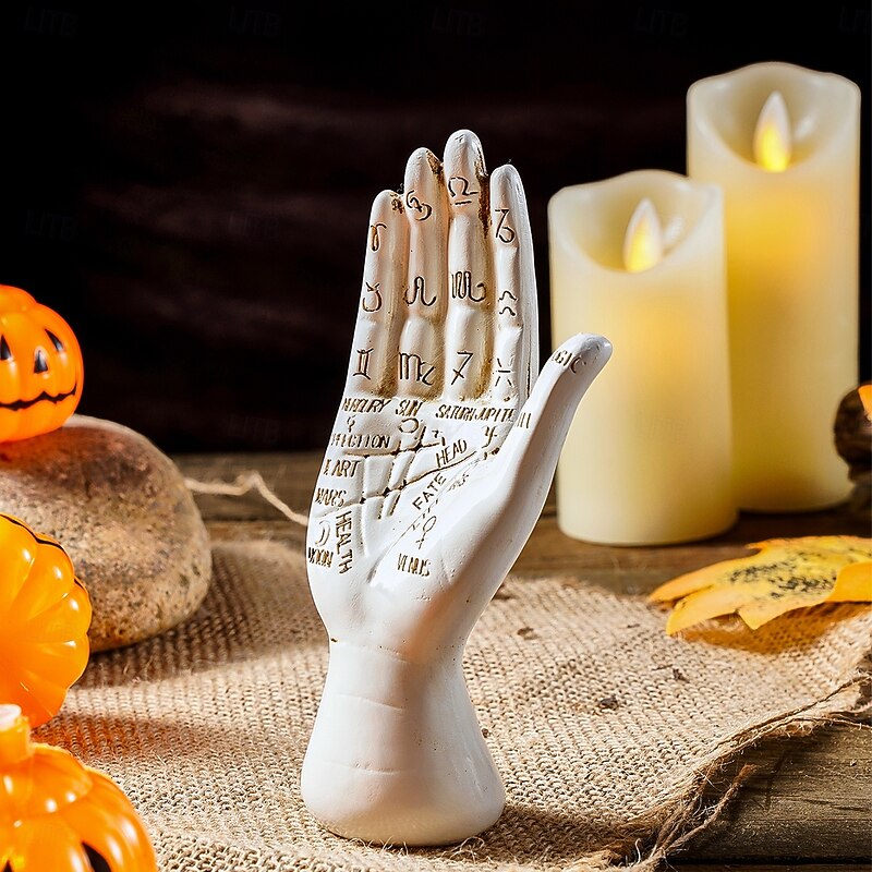 Halloween Horror Theme Resin Sculpture Decor, Mummy, Scary Pumpkin, Witch, and Artificial Limb Figurines for Tabletop Display, Spooky Art Decoration for Halloween Parties and Day of the Dead Celebrations4