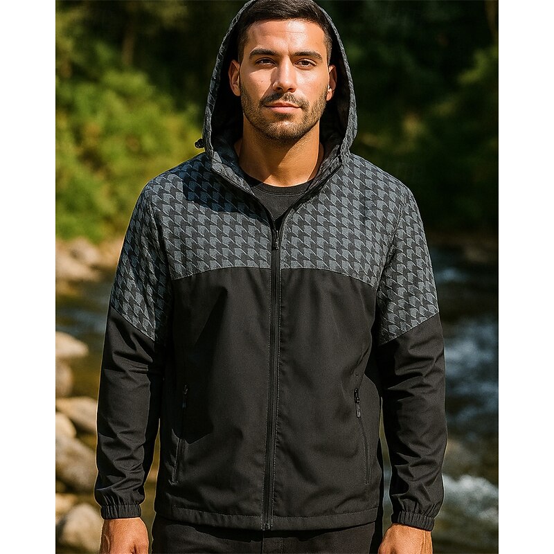 Men's Windbreaker Softshell Jacket Hiking Jacket Outdoor Windproof Quick Dry Lightweight Breathable Hiking Outfits Hiking Clothes Spring Autumn / Fall Jacket Climbing Tennis Running Patchwork Black3