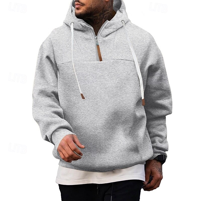 Men's Zip Sweatshirt Wine Red Black White Navy Blue Khaki Hooded Plain Zip Up Sports & Outdoor Casual Daily Streetwear Cool Sportswear Fall & Winter Clothing Apparel Hoodies Sweatshirts  Long Sleeve