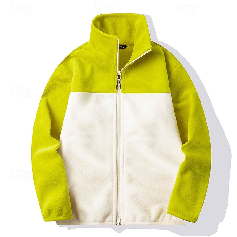 Men's Fleece Jacket Thermal Jacket Outdoor Thermal Warm Hiking Outfits Hiking Clothes Winter Autumn / Fall Top Camping / Hiking / Caving Running Patchwork Black Red Green4