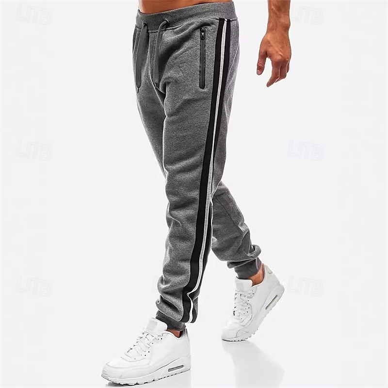 Men's Sweatpants Joggers Trousers Pocket Elastic Waist Drawstring Color Block Comfort Sports Outdoor Daily Fashion Casual Black Light Grey Micro-elastic