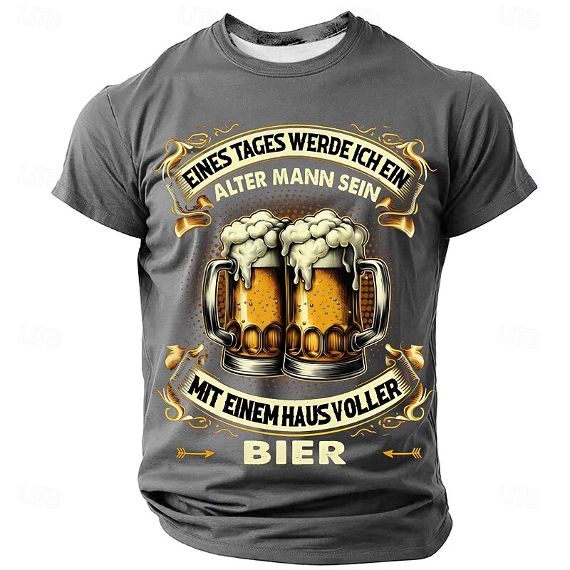 Mens Beer T-Shirt Funny Graphic Short Sleeve - One Day I'll Be An Old Man With A House Full of Beer Quote3