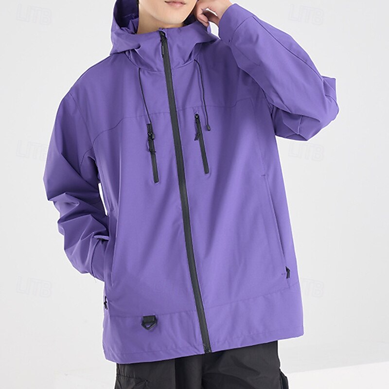 Men's Windbreaker Softshell Jacket Hiking Jacket Outdoor Waterproof Windproof Hiking Outfits Hiking Clothes Spring Autumn / Fall Top Camping / Hiking / Caving Running Solid Color Black White Purple4