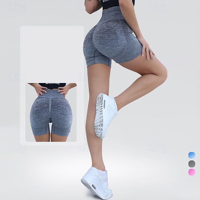 Women's Biker Shorts Workout Shorts Tummy Control High Waist Gym Volleyball Workout Bottoms Color Gradient Yellow Pink Red Spandex Sports Activewear Compression4