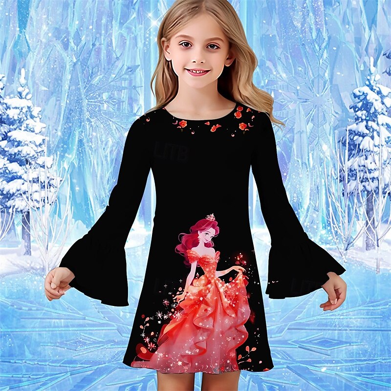 Girls' 3D Cartoon Dress Ruffle Dress Long Sleeve Summer Spring Vacation Daily Holiday Beautiful Sweet Kids 4-12 Years Casual Dress Knee-length Regular Fit2
