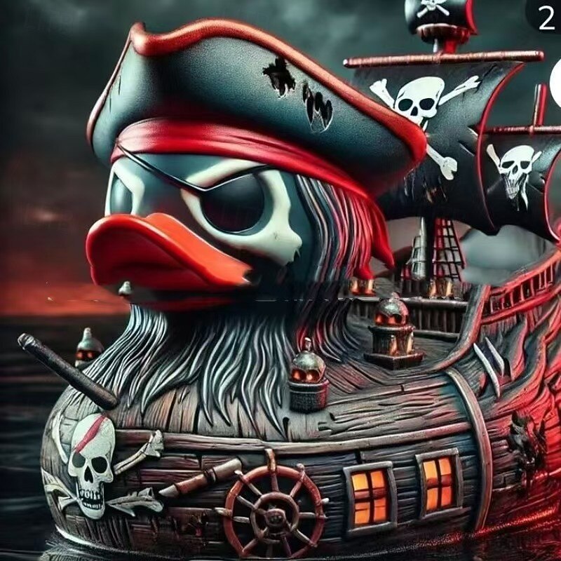 Pirate Captain Duck Resin Statue Figurine, Nautical Duck Decor for Shelf or Desk, Funny Pirate Ship Captain Duck Sculpture for Halloween or Coastal Party Display2