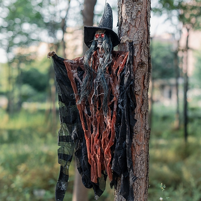 Halloween Decorations for Outdoors - Halloween Animatronic Hanging Skull Ghost Decoration with Glowing Eyes, Halloween Haunted House Props and Party Decor, Suitable for Indoor/Outdoor Displays4