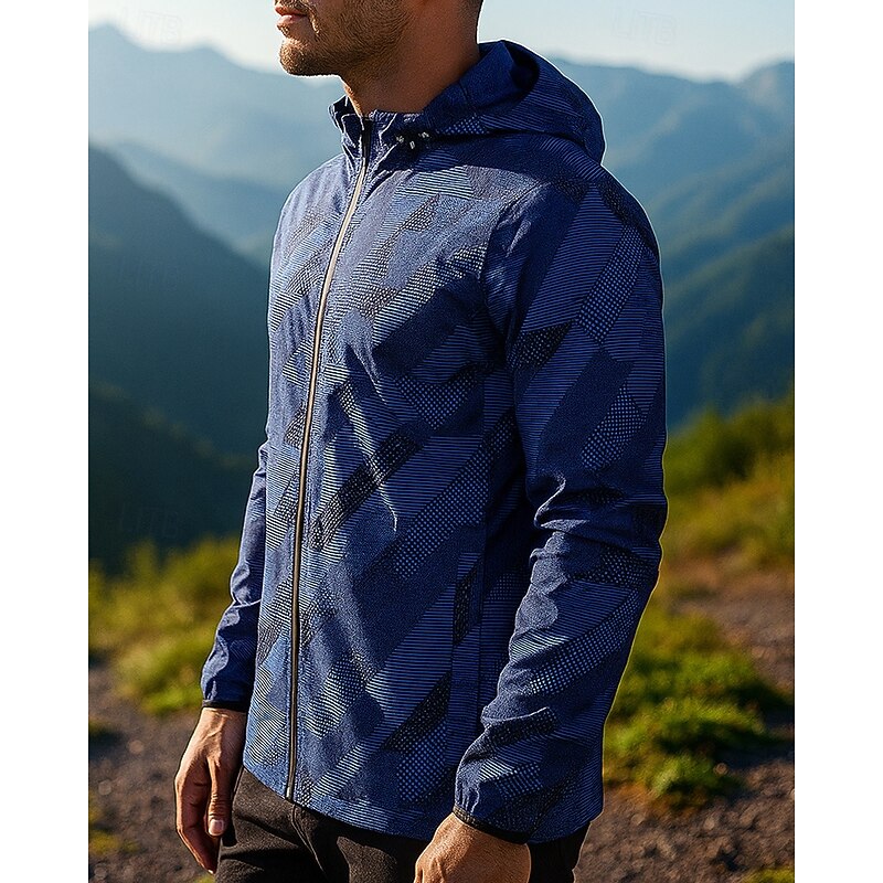 Men's Windbreaker Softshell Jacket Hardshell Jacket Outdoor Waterproof Windproof Hiking Outfits Hiking Clothes Spring Autumn / Fall Top Camping / Hiking / Caving Running Solid Color Red Blue3