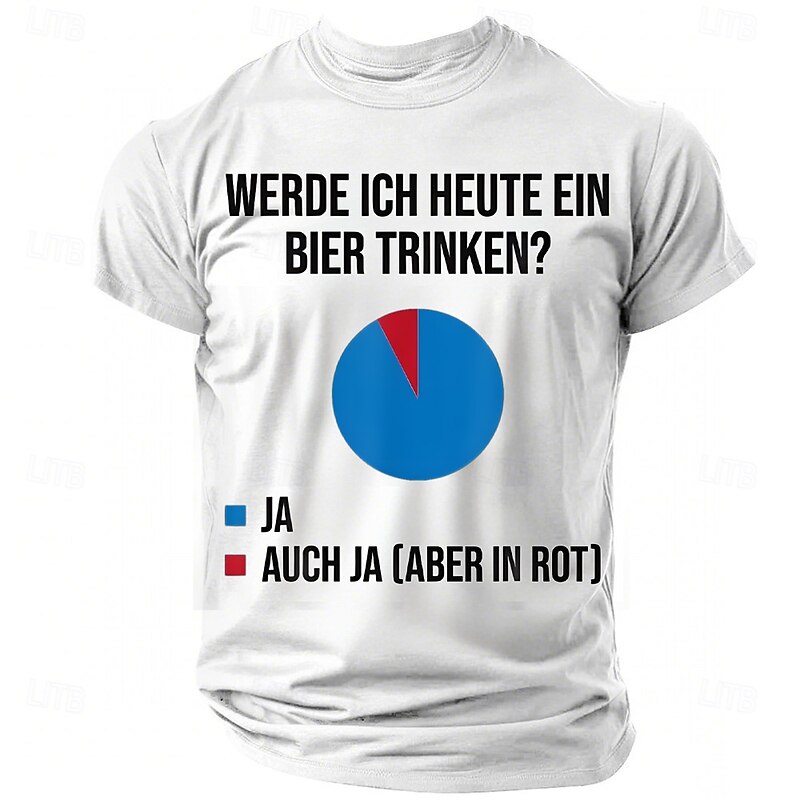 Mens T-Shirt Funny Beer Pie Chart 'Will I Drink Beer Today? Yes. Also Yes' Graphic Tee3