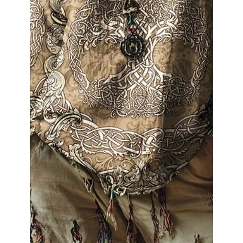 Women's Blouse Graphic Vintage Daily Casual  Long Sleeve V Neck Regular Tops Tribal Tree Of Life Vintage Designer Basic Print Vacation Street Going out Daily Holiday Print Brown Summer Spring Fall3