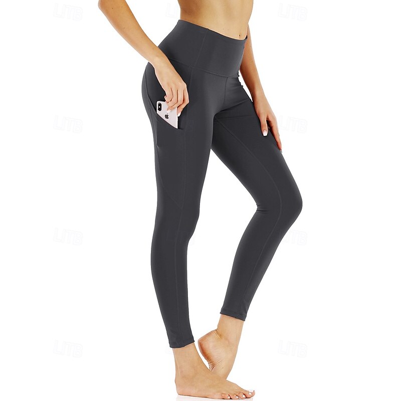 Women's Capri Leggings Yoga Leggings with Pockets Tummy Control High Waist Gym Athletic Pilates Bottoms Printing Dark Grey Black Burgundy Fall Sports Activewear Tight Fit2