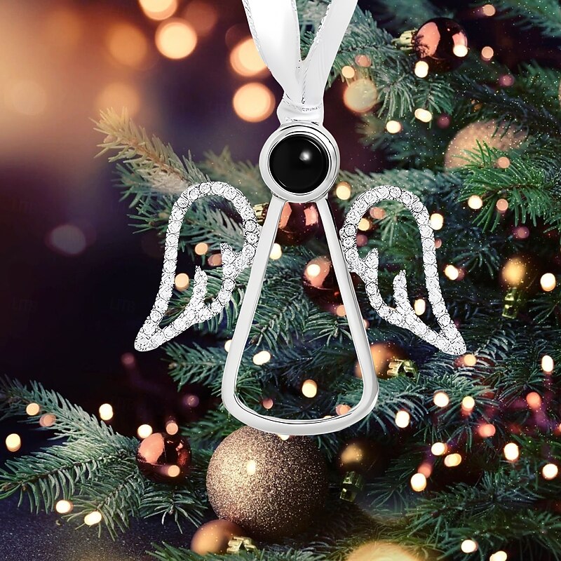 Personalized Christmas Photo Angel Projection Ornament Custom Picture Memorial Gift Charm Xmas Tree Hanging Decor, Christmas Gift for Her/Him/Family2