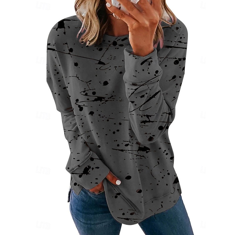 Women's Blouse Long Sleeve Graffiti Tropical Stylish Casual Crew Neck Regular Tops Daily Print White Pink Wine Army Green Light Grey Summer Spring Fall3