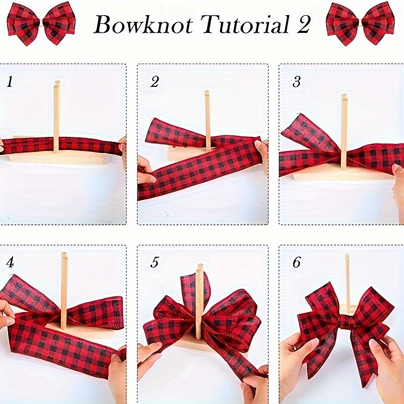 Bow Maker Tool for Ribbon Craft Supplies - Log Material Bow Making Tool Set of 9 - Plain Ruling Wooden Bow Maker for Ribbon Wreaths and Bows Creation4