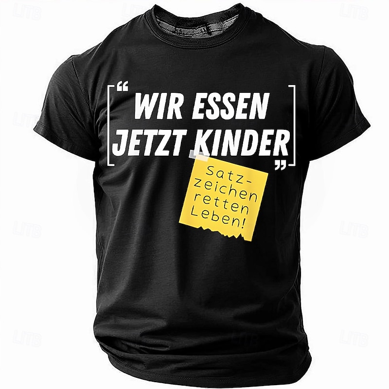 Men's T-Shirt: Punctuation Saves Lives German Grammar Joke Graphic Tee Short Sleeve4