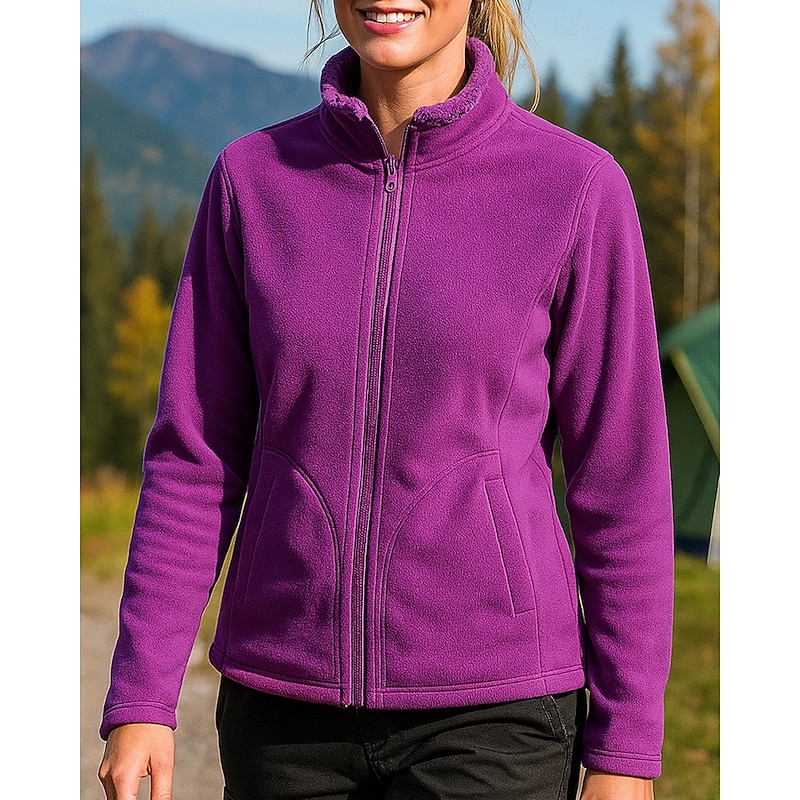 Women's Outdoor Jacket Hiking Jacket Fleece Jacket Convertible Jacket Fleece Winter Outdoor Thermal Warm Top Pink Purple Rose Red Grey