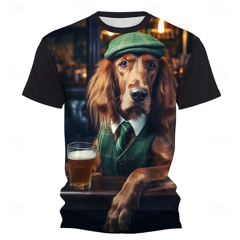 Men's Dog 3D Funny T Shirt Short Sleeve T shirt 3D Print Crew Neck Shirt Exaggerated Designer Party Street Casual Black 1 Black Brown Summer Spring All Seasons Clothing Apparel S M L XL XXL XXXL4