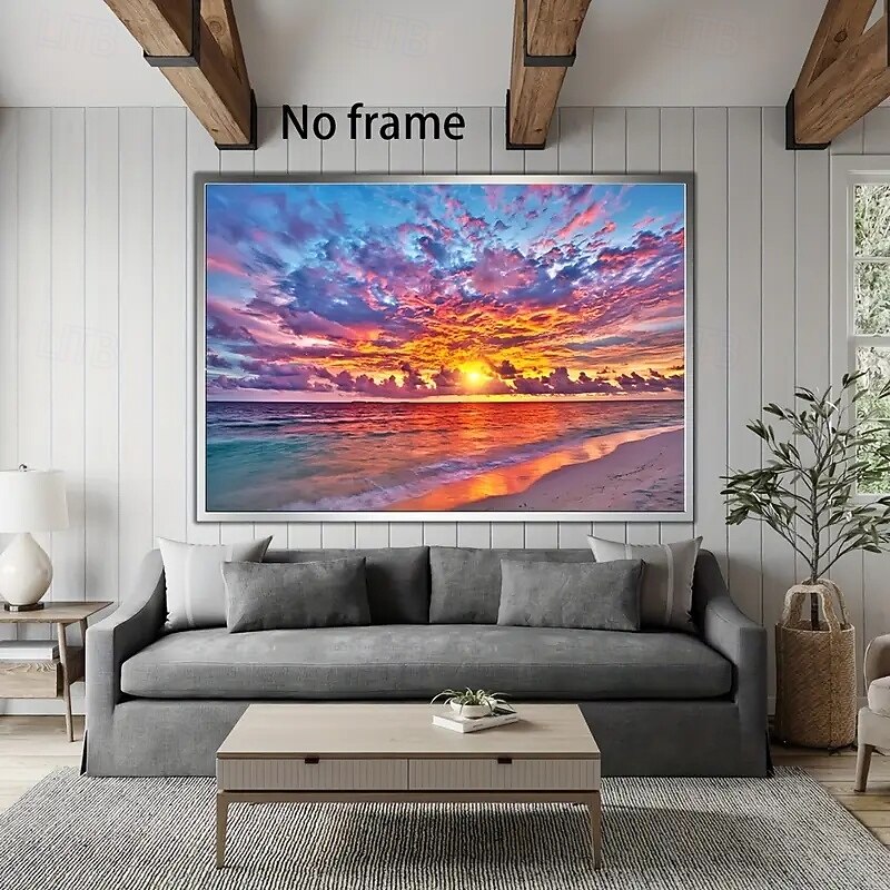 Vibrant Maldivian Sunset Canvas Art Frameless Modern Sea View Poster Suitable For Decorating Living Rooms And Bedrooms4