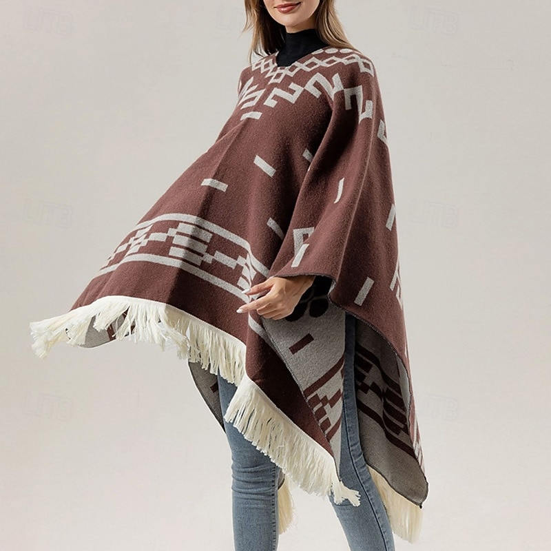 Women's Women's Shawls & Wraps Street Daily Date Black Red Scarf Print2