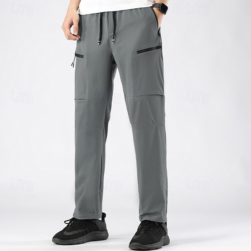 Men's Hiking Pants Trousers Hiking Rain Pants Summer Outdoor Regular Fit Waterproof Quick Dry Bottoms Drawstring Pocket Elastic Waist Dark Grey Black Camping / Hiking Running S M L XL XXL4