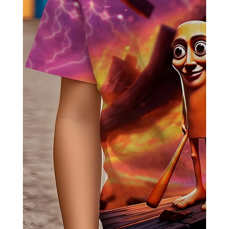 Boys' 3D Graphic T shirt Tee Casual Cartoon T-Shirt "TUNG TUNG SAHUR" Whimsical Cartoon Character Short Sleeve Summer Spring Fashion Basic Kids 4-12 Years Crew Neck Outdoor Casual Daily Regular Fit3