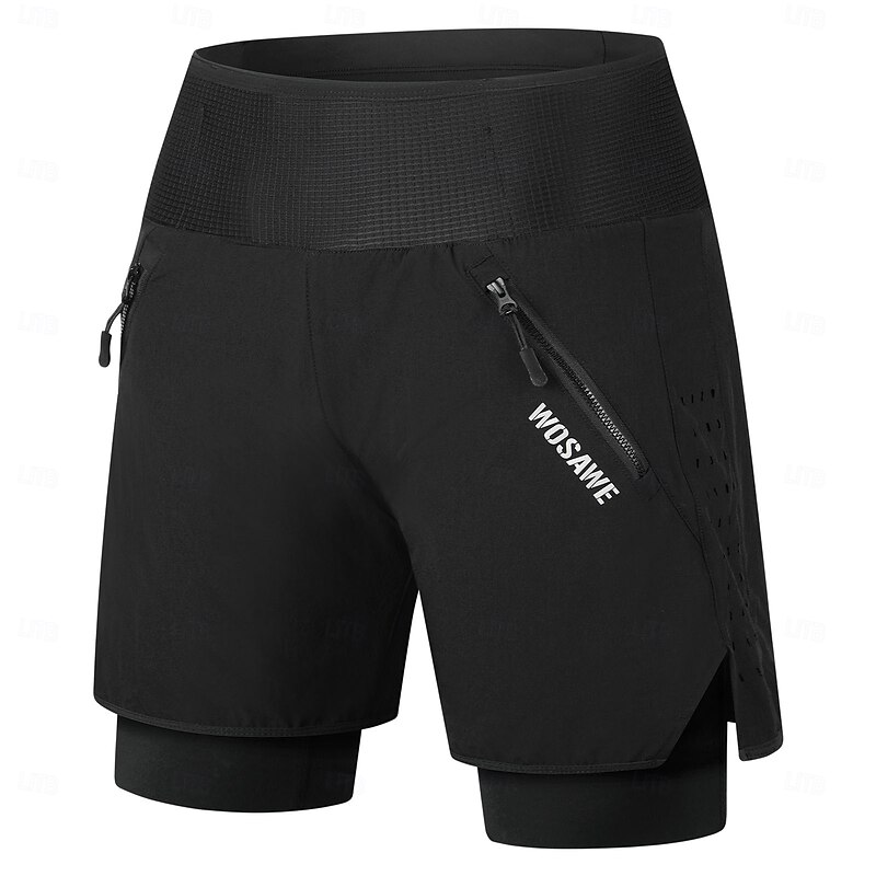 WOSAWE Summer Cycling Shorts Speed Mountain Underpants One Piece Running Hiking Shorts Multi-Pocket Breathable Fake Two Piece Five Pants BD1162