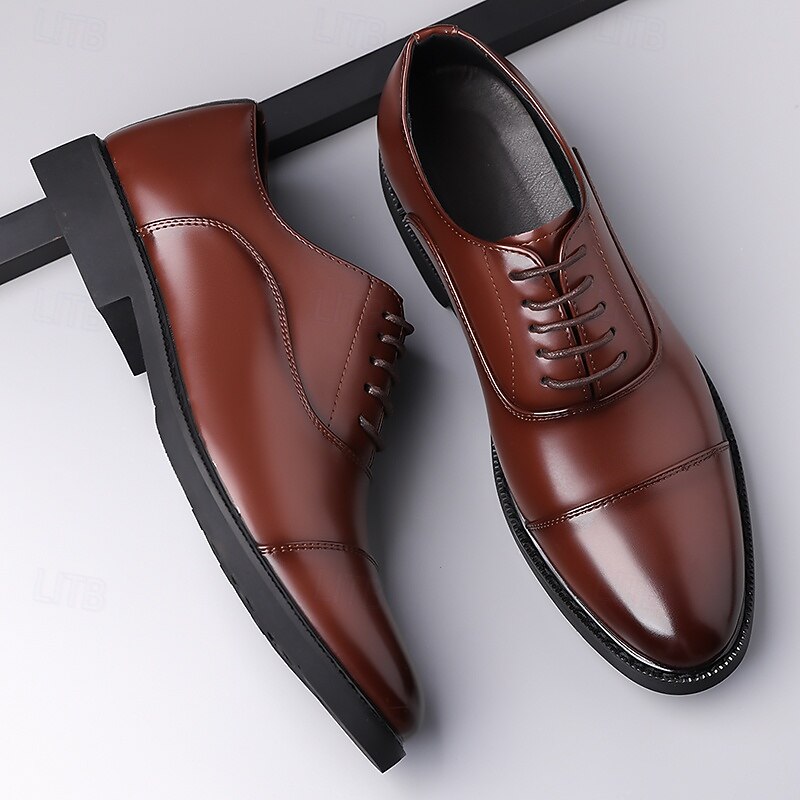 Men's Brown Oxford Dress Shoes – Classic Cap-Toe Design for Business, Office & Formal Events4