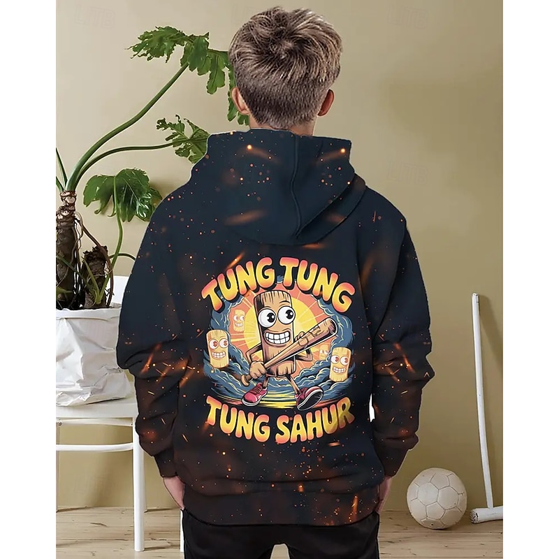 Boys' 3D Graphic Hoodie Long Sleeve Spring Fall Fashion Streetwear Kids 4-12 Years Hooded Outdoor Casual Daily Regular Fit2