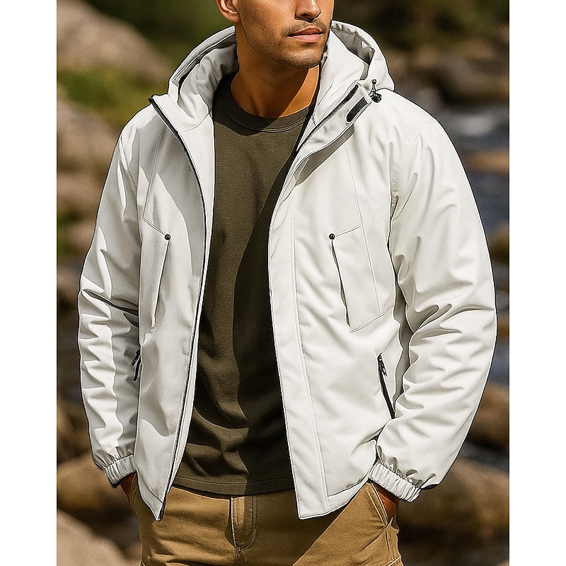 Men's Softshell Jacket Hiking Jacket Winter Jacket Thermal Jacket Winter Outdoor Thermal Warm Waterproof Windproof Lightweight Top Black Purple Khaki