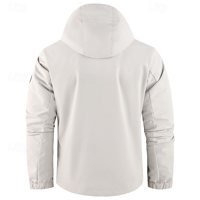 Men's Outdoor Jacket Casual Jacket Vacation Daily Windproof Warm Pocket Fall Winter Letter Fashion Classic Hooded Regular White Orange Dark Gray Jacket4