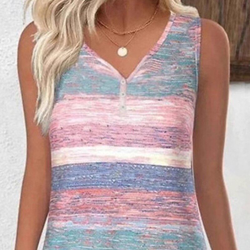 Women's Midi Dress Casual Dress Summer Dress Fashion Modern Daily Beach Weekend Regular Fit Striped Sleeveless V Neck Pink Spring Fall2