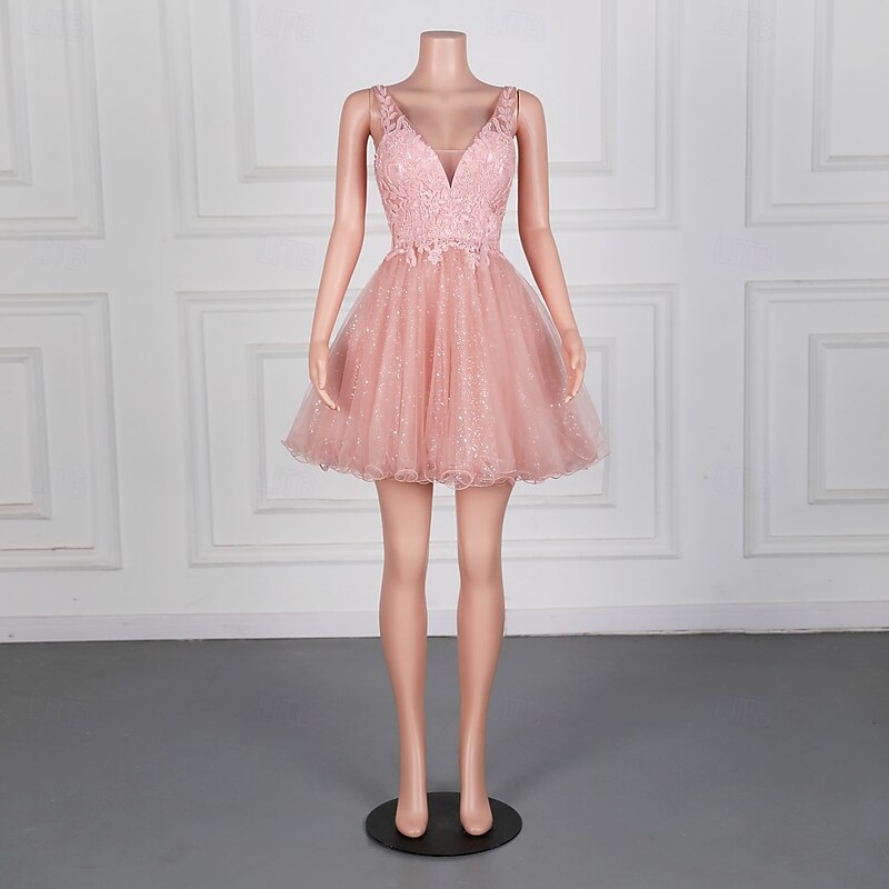 Mermaid / Trumpet Evening Gown Elegant Dress Homecoming Cocktail Party Sweep / Brush Train Sleeveless V Neck Lace with Sequin Appliques2