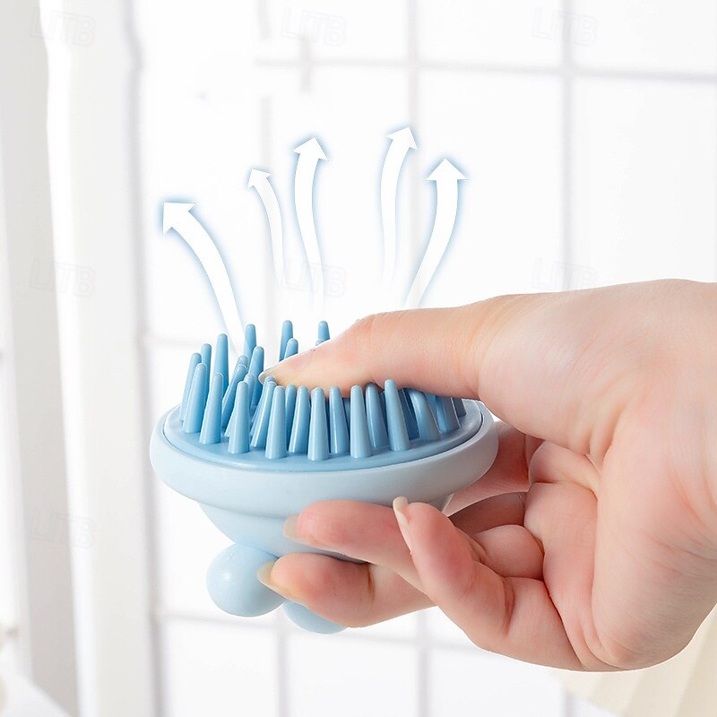 Cute Silicone Scalp Shampoo Brush, Handheld Hair Washing Scrubber for Deep Cleaning and Massage, Dual Use for Wet and Dry Hair3