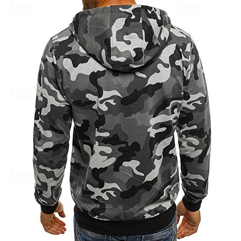 Men's Hoodie Sweatshirt Full Zip Hoodie Camouflage hoodie Tactical Hoodie Green Gray Hooded Camouflage Sports & Outdoor Daily Streetwear Casual Workout Athletic Fall Clothing Apparel Hoodies4