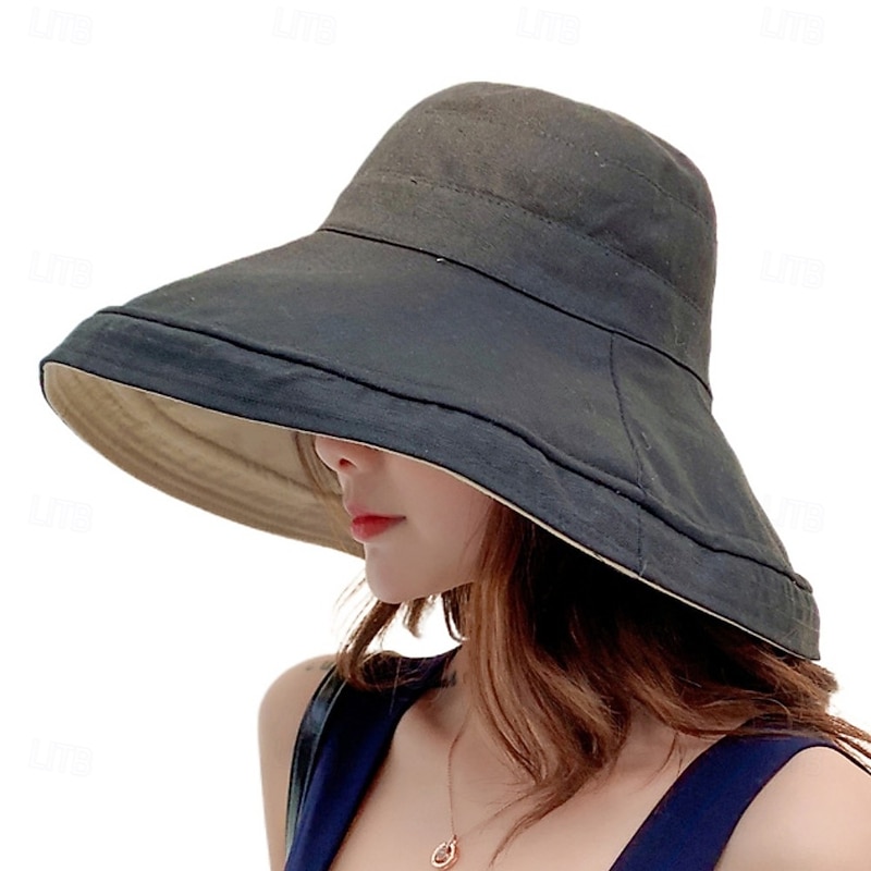 Sun Hat Hiking Hat Boonie hat Camping Hat Patchwork Pattern Portable Sunscreen Soft Summer Spring Autumn / Fall Drawstring Wide Brim Women's Fishing Activity4