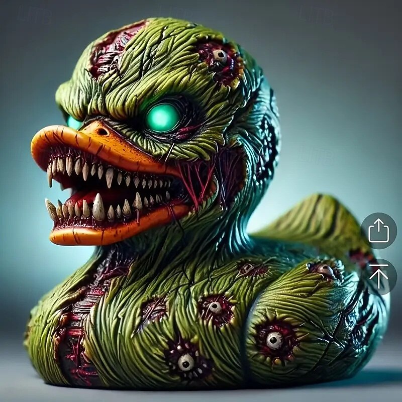 Halloween Dark Wizard Duck Figurine Resin Duck Statue Horror Gothic Werewolf Mutant Duck Party Decor, Spooky Resin Craft for Tabletop, Shelf, or Halloween Display2