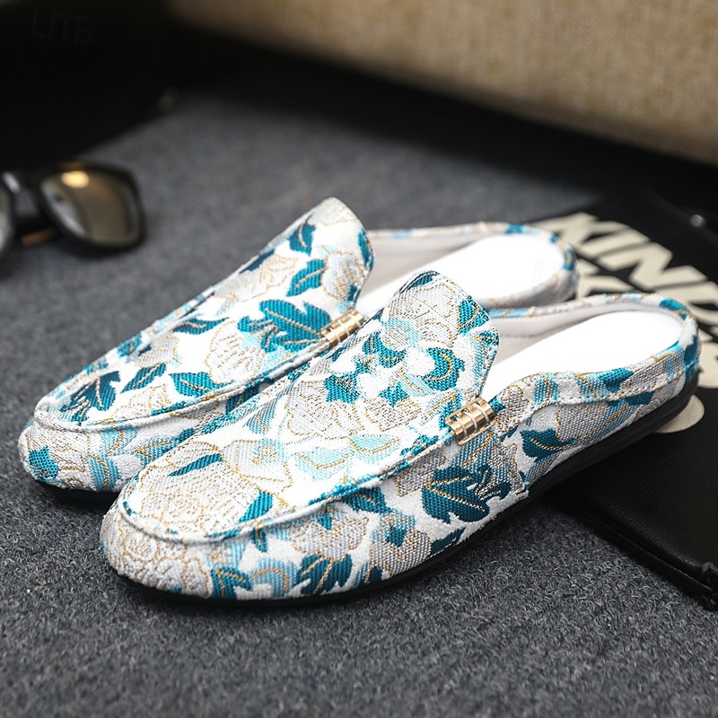 Men's Clogs & Mules Comfort Loafers Penny Loafers Walking Casual Fabric Jacquard fabric Comfortable Slip Resistant Breathable Loafer Black Blue Summer Spring Fall3